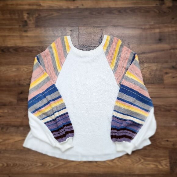 Free People Rainbow Dreams Balloon-Sleeve Top Sweater Size S - Picture 5 of 8